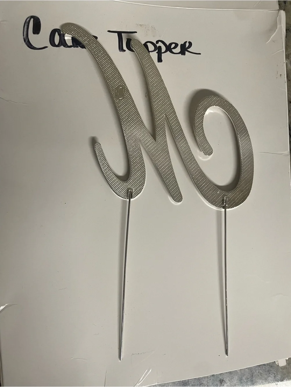 Silver Rhinestone 'M' Cake Topper wedding birthday anniversary diamond shine